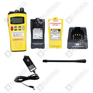 Rádio GMDSS/VHF Entel HT649 com Bateria de Emergência + Recarregável, Carregador Completo