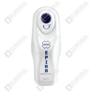 Front view of Float-Free Housing for EPIRB E8/G8, featuring a high-strength polycarbonate shell and lock mechanism.