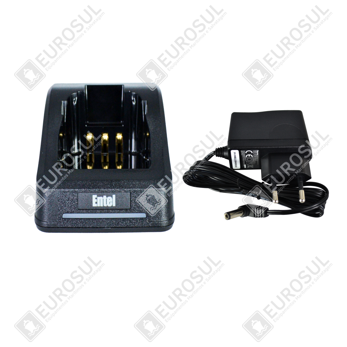 Entel CCAHT(V3)-230/110 charger front view with power adapter and coiled cable.