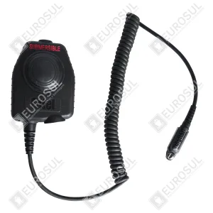 Entel submersible PTT speaker microphone with coiled cable and connector.