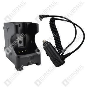 Entel UK battery charger for portable radios, with base and coiled cable.