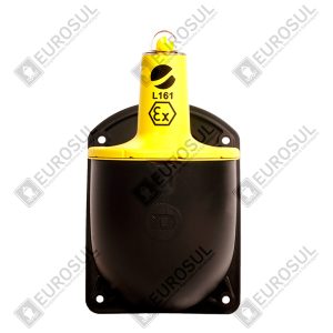 Facho Holmes Daniamant L161 em vista frontal, corpo preto e topo amarelo com marcações de segurança e certificação.