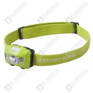 BrightStar 200501 LED head flashlight, angled view, neon yellow band, UL913 certified for industrial use.