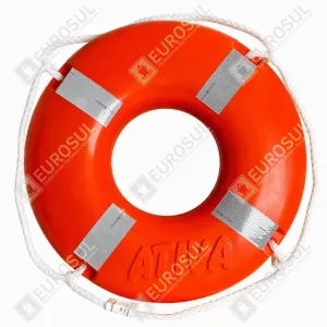 Boia salva-vidas laranja Ativa com faixas refletivas e cabo branco