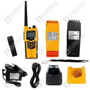 Rádio Portátil VHF GMDSS Modelo SP3520B Sailor c/ carregador e bateria de emergência recarregável