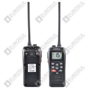 Rádio VHF Portátil Marítimo EUROSUL RS-50M 5W IPX7 com Função Flutuação e Flash
