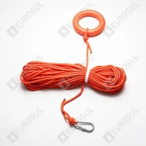 Argola flutuante salva-vidas Quoit laranja com cabo de resgate 30m x 8mm para emergências marítimas conforme SOLAS IMPA 330212