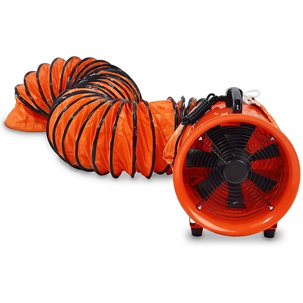 Exaustor portátil laranja 300mm com duto flexível de lona 10 metros para ventilação de espaço confinado a bordo certificado CE