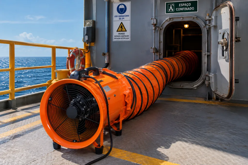 Ventilação de Espaço Confinado a Bordo: Como Montar o Conjunto Exaustor e Duto